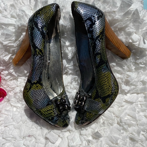 naughty monkey Shoes - Naughty Monkey Greem/silver/black Snakeprint 8.5